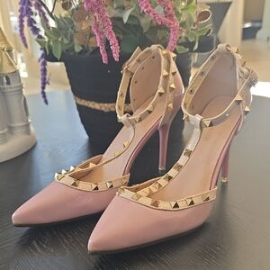 Elegant Pink Studded Heels